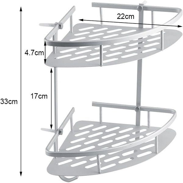2 Layer Aluminium Steel Corner Bathroom Shelf - Oshi.pk - Buy & Sell Online