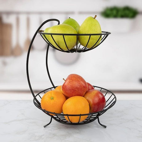 2 Layer Fruit Basket Vegetable Stand for Kitchen Fruit Bowl