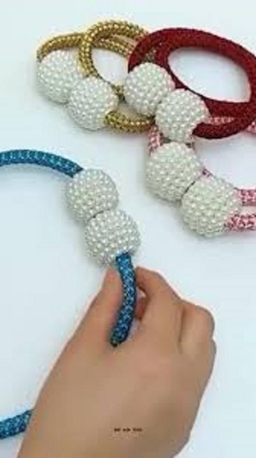 2 PCS Magnetic Pearl Curtain Buckle Magnetic Curtain Tiebacks Convenient Drape Tie European Style Decorative Weave Rope Curtain Rings & Buckles Holder - Oshi.pk - Buy & Sell Online