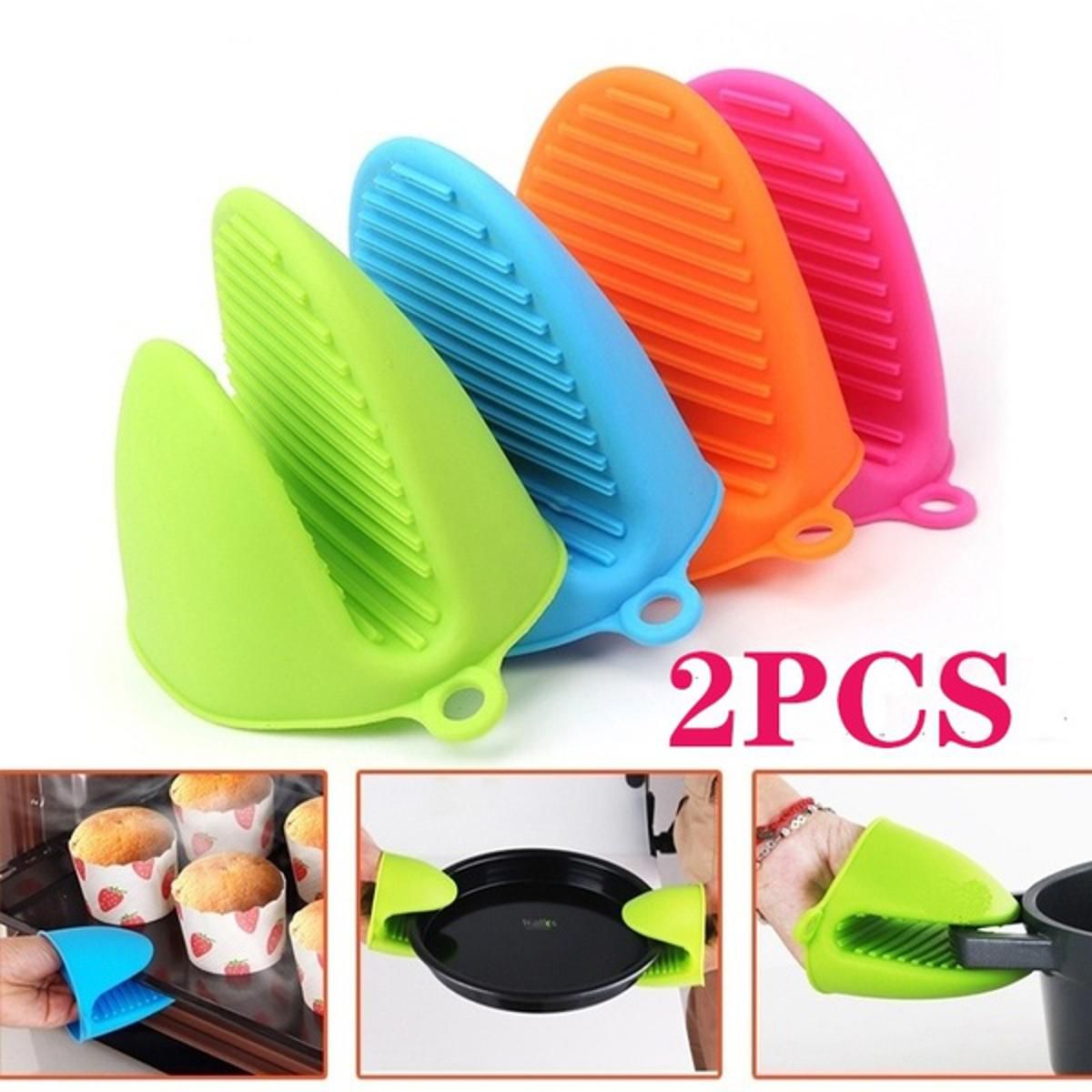 2 pcs Silicon pot holder -, heat resistant gloves , kitchen accessories anti slip baking mitts , silicon hot pot holders , best Kitchen tool - Oshi.pk - Buy & Sell Online
