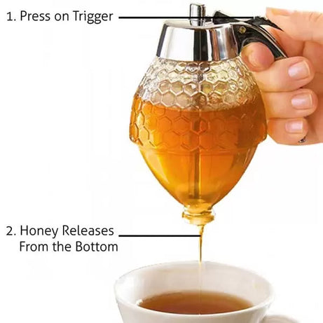 200ML Honey Juice Syrup Dispenser Practical Acrylic Pot Jar 1 Cup Acrylic/Plastic Bee Hive with Trigger Cup