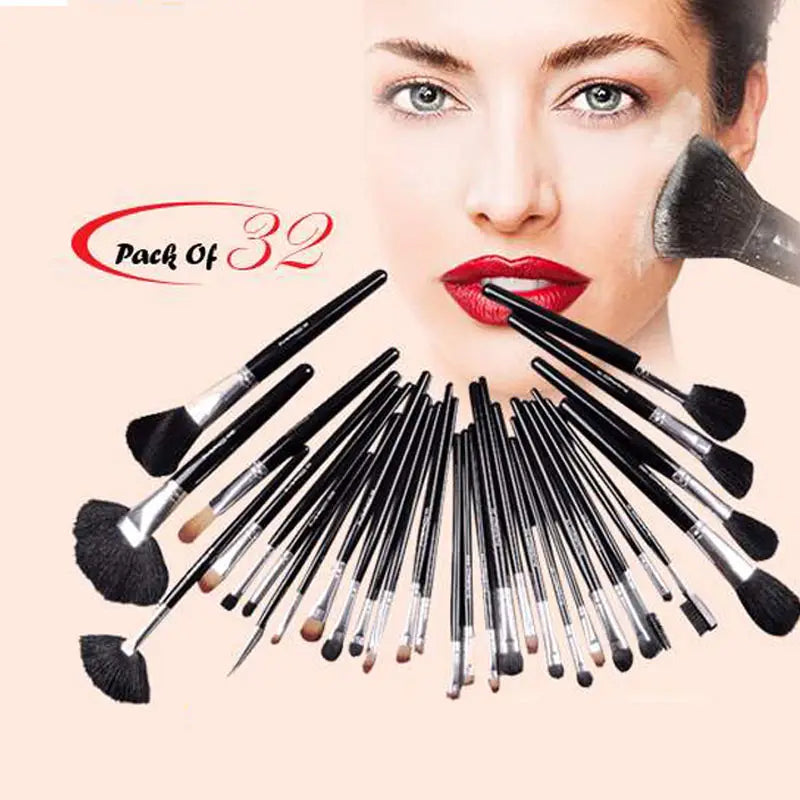 32 Piece Makeup Brush Set With Leather Pouch - Oshi.pk - Buy & Sell Online