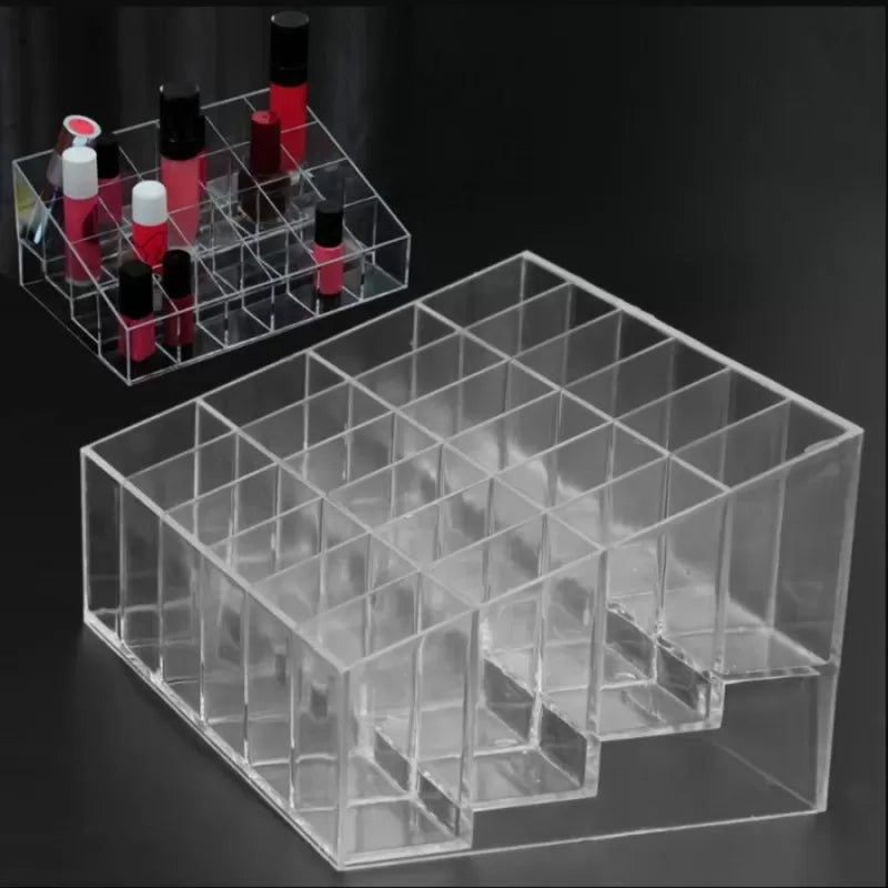 24 Grids Acrylic Makeup Organizer Stand and Nail Polish Holder Lipstick Organizer Storage Makeup Holder Transparent Acrylic Cosmetic Storage Box Rack - Oshi.pk - Buy & Sell Online