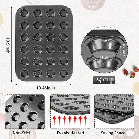 24 holes Mini Muffin Cupcakes Mould Baking Bakeware Tray Pan - Oshi.pk - Buy & Sell Online