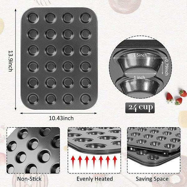 24 holes Mini Muffin Cupcakes Mould Baking Bakeware Tray Pan - Oshi.pk - Buy & Sell Online