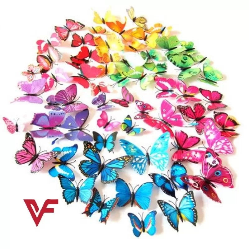 24 Pcs 3D Butterfly Wall Stickers Decoration Magnet Butterflies on the wall DIY Wallpaper 3D PVC - Oshi.pk - Buy & Sell Online