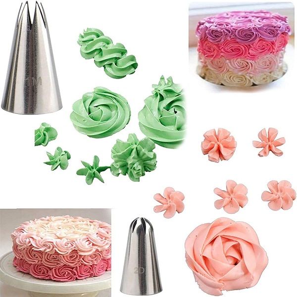2D & 1M Large Size Rose Flower Cake Decorating Icing Stainless Steel Nozzle - Oshi.pk - Buy & Sell Online