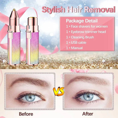 2in1 Electric Eyebrow Trimmer and Shaver Rechargeable Hair Remover for All Parts Use in Pen Flawless Hair Remover Rechargeable Painless Precision Eyeb - Oshi.pk - Buy & Sell Online