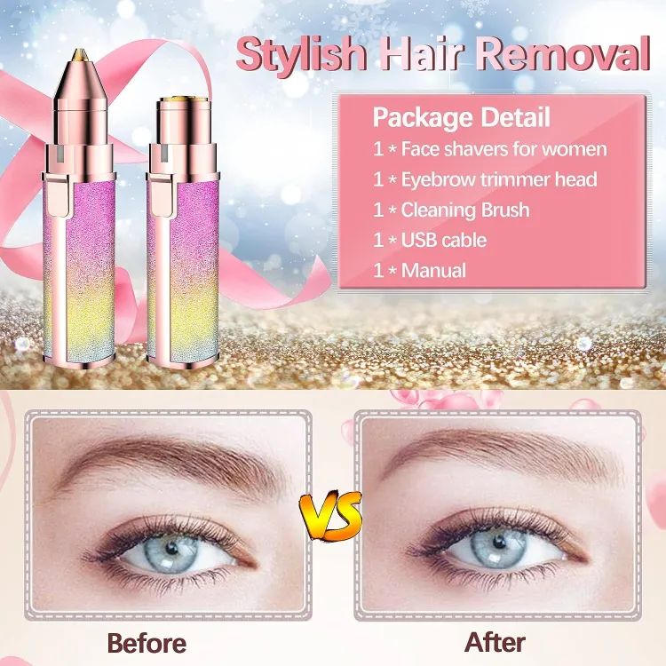 2in1 Electric Eyebrow Trimmer and Shaver Rechargeable Hair Remover for All Parts Use in Pen Flawless Hair Remover Rechargeable Painless Precision Eyeb - Oshi.pk - Buy & Sell Online