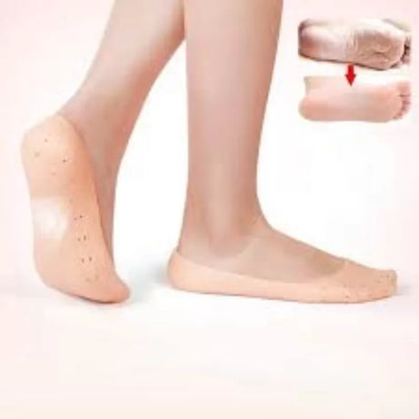 2Pcs  Silicone Gel Socks for Pain Relief & Cracking Foot Protector