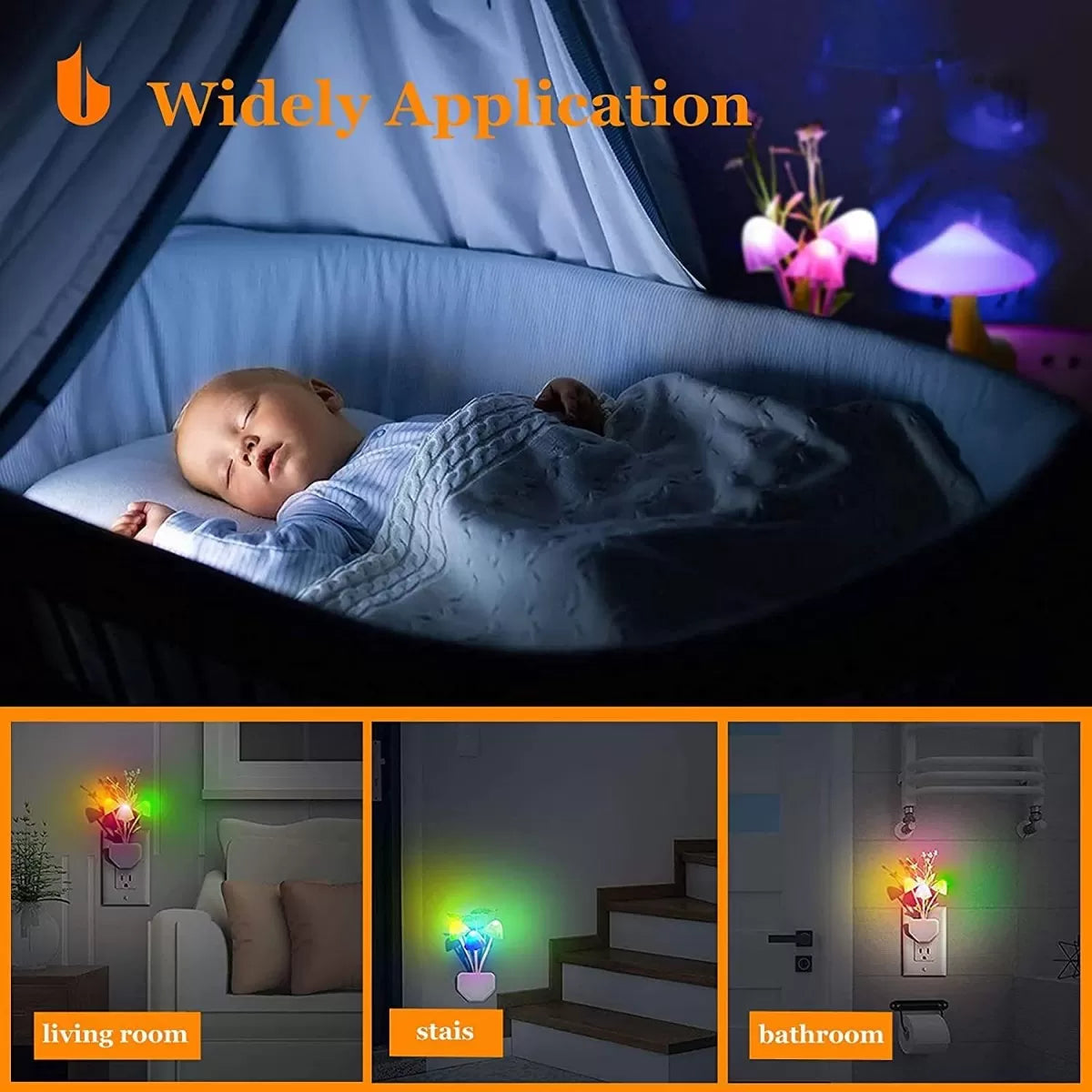 2Pcs Automatic Sensor Light Night Color Changing Romantic Flower LED Night Lights Flower Mushroom Lamp Bedroom Kids Room - Oshi.pk - Buy & Sell Online