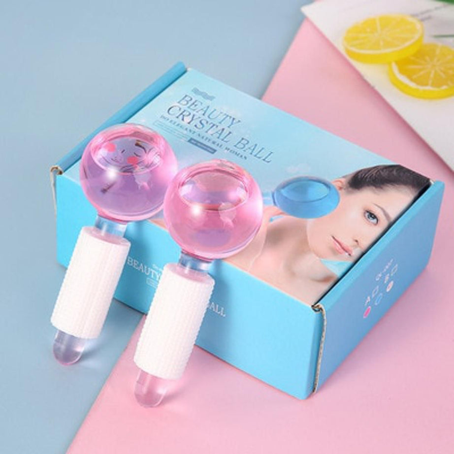 2Pcs/Box Crystal Ice Hockey Roller Energy Massage Beauty Facial Eye Crystal Ball Ice Globes Water Wave Face Massage Skin Care - Oshi.pk - Buy & Sell Online