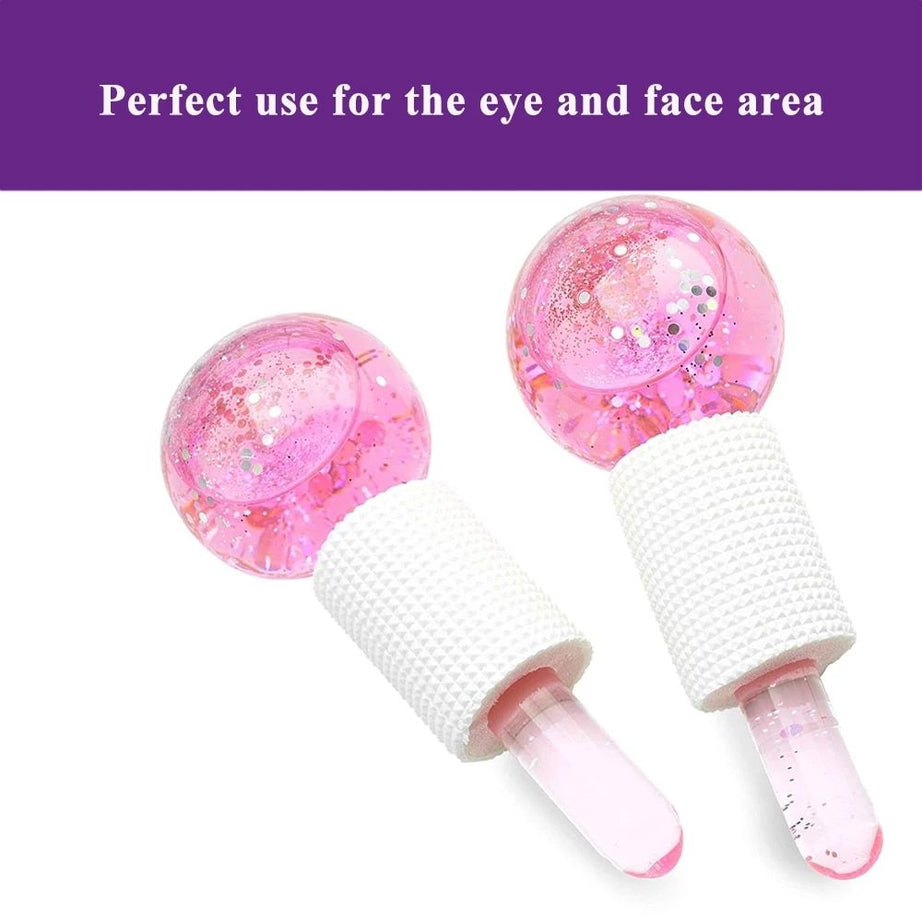 2Pcs/Box Crystal Ice Hockey Roller Energy Massage Beauty Facial Eye Crystal Ball Ice Globes Water Wave Face Massage Skin Care - Oshi.pk - Buy & Sell Online