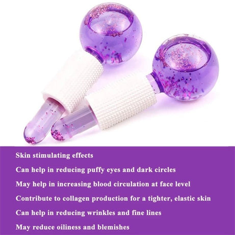 2Pcs/Box Crystal Ice Hockey Roller Energy Massage Beauty Facial Eye Crystal Ball Ice Globes Water Wave Face Massage Skin Care - Oshi.pk - Buy & Sell Online