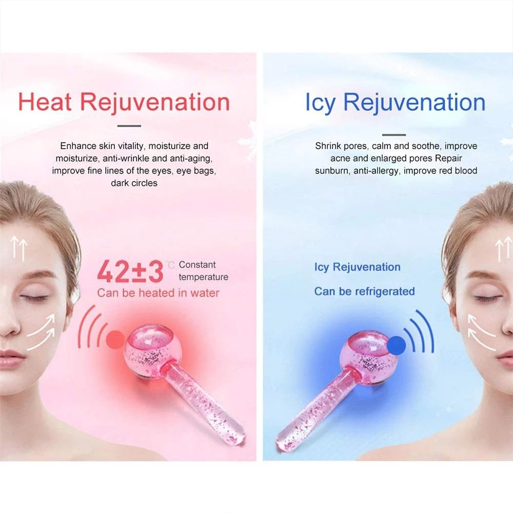 2Pcs/Box Crystal Ice Hockey Roller Energy Massage Beauty Facial Eye Crystal Ball Ice Globes Water Wave Face Massage Skin Care - Oshi.pk - Buy & Sell Online