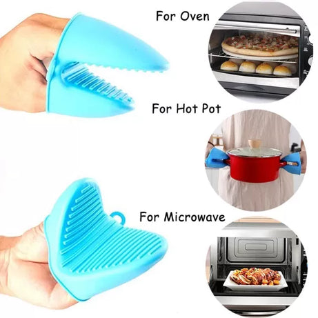 2pcs Silicone Insulated Gloves Kitchen Tool Heat Resistant Glove Oven Pot Holder BBQ Baking Cooking Mitts Anti Slip Finger Grip Mouth Teeth Shape - Oshi.pk - Buy & Sell Online