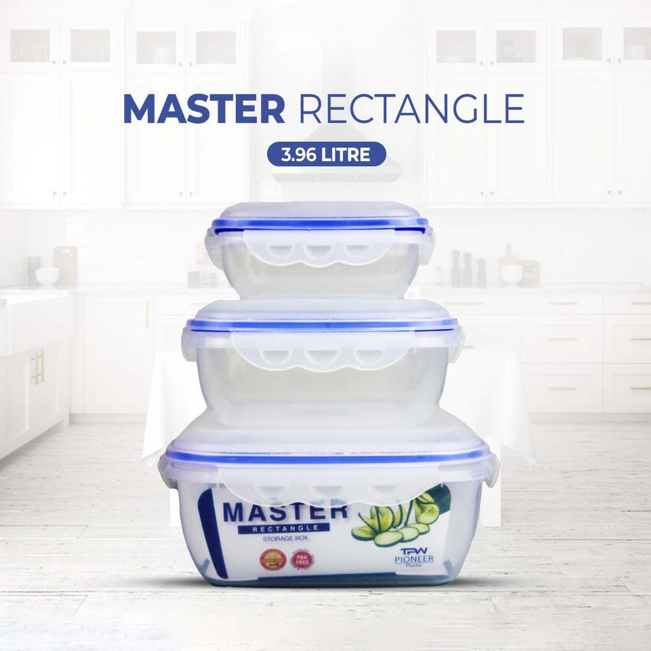 (3.96 Litre) Air tight 3 Pieces Food Container Set Master Rectangle - Oshi.pk - Buy & Sell Online