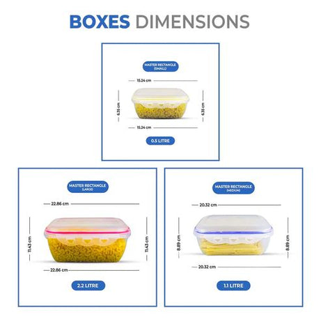 (3.96 Litre) Air tight 3 Pieces Food Container Set Master Rectangle - Oshi.pk - Buy & Sell Online