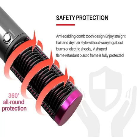 3 In 1 Hair Straightener Brush Blow Dryer Hot Air Hair Dryer and Straightening Brush Adjustable Temperature Hair Straightening Heated Comb Women & Men - Oshi.pk - Buy & Sell Online