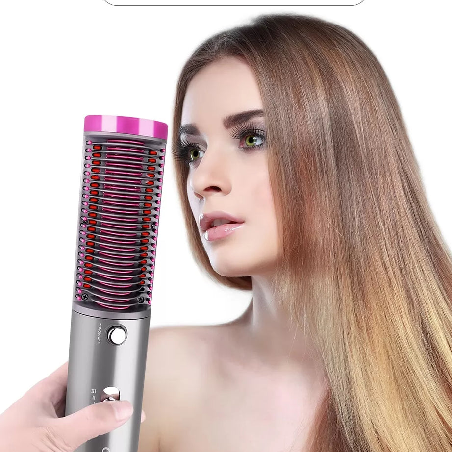 3 In 1 Hair Straightener With Blow Dryer Fast Drying PTC Ceramic Coating Negative Ion Brush For Hair Styling - Oshi.pk - Buy & Sell Online