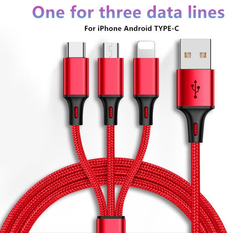 3 in 1 Multi Charging USB Type C Cable , Android / Iphone - 1.2M - Oshi.pk - Buy & Sell Online