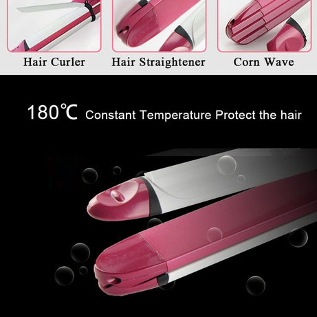 3 In 1 Multifunction Hair Straightener Hair Curler Corn Curler Ceramic Coating Hair Curling Iron Hair Styler - Oshi.pk - Buy & Sell Online