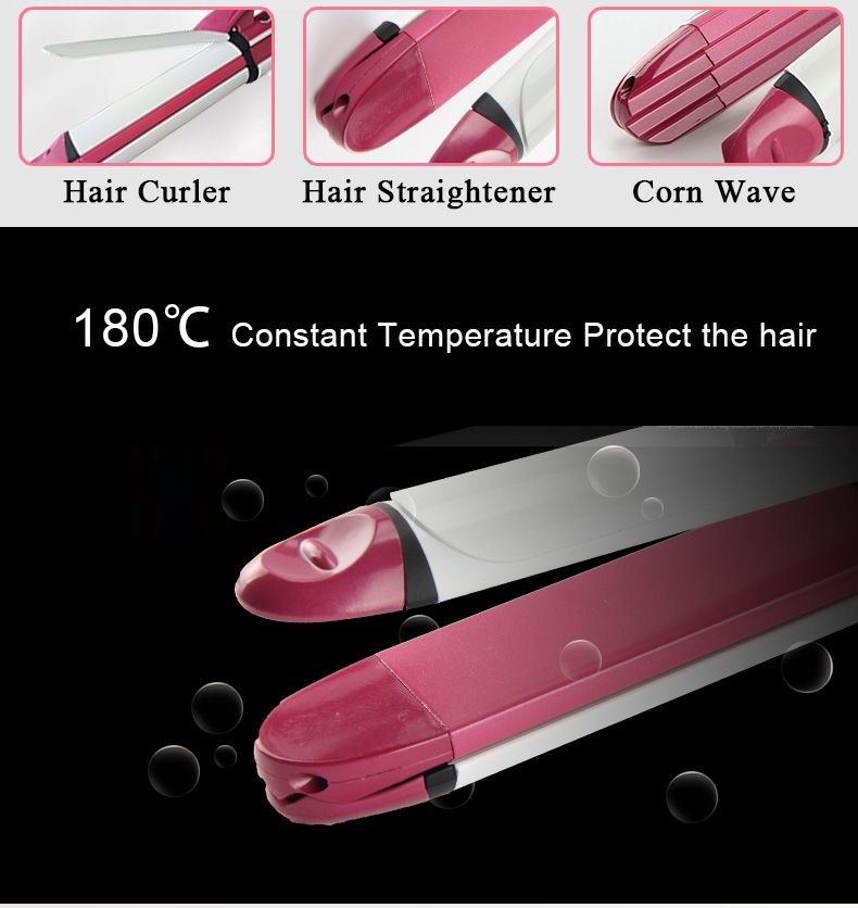3 In 1 Multifunction Hair Straightener Hair Curler Corn Curler Ceramic Coating Hair Curling Iron Hair Styler - Oshi.pk - Buy & Sell Online