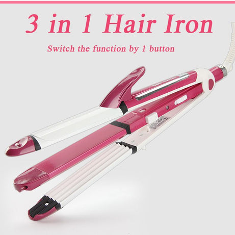 3 In 1 Multifunction Hair Straightener Hair Curler Corn Curler Ceramic Coating Hair Curling Iron Hair Styler - Oshi.pk - Buy & Sell Online