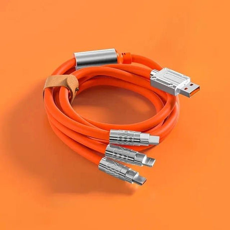 3 IN 1 Alloy Charging Cable 120W 6A Super Fast Charger USB Protection For iPhone Micro USB Type-C 8-Pin Charging Cable - Oshi.pk - Buy & Sell Online