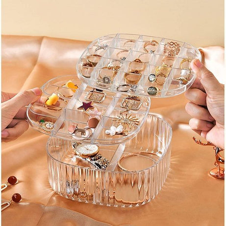 3 Layer Square Jewelry Storage Box With Lid Acrylic Case Organizer