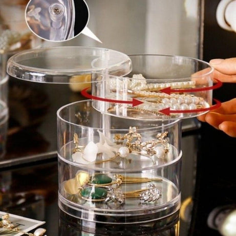 3 Layer Transparent Rotating Jewelry Box - Oshi.pk - Buy & Sell Online