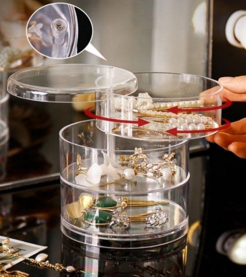3 Layer Transparent Rotating Jewelry Box - Oshi.pk - Buy & Sell Online