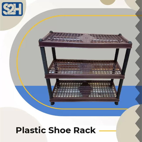 3 Layers Plastic Shoe Rack Kitchen Stand Lightweight Shoe Organizer Entryway Hallway Closet Brown - Oshi.pk - Buy & Sell Online