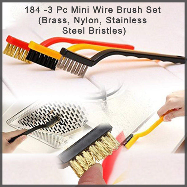 3 Pcs Mini Wire Brush Set Steel Brass Nylon Brush Cleaning Metal Rust Clean - Oshi.pk - Buy & Sell Online