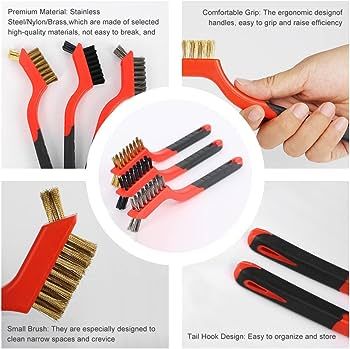 3 Pcs Mini Wire Brush Set Steel Brass Nylon Brush Cleaning Metal Rust Clean - Oshi.pk - Buy & Sell Online