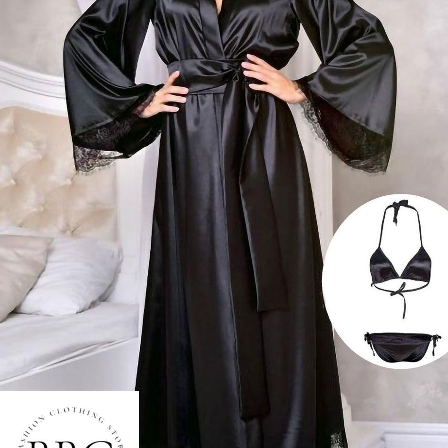 3 Piece Nightwear Gown+Bra+Panty