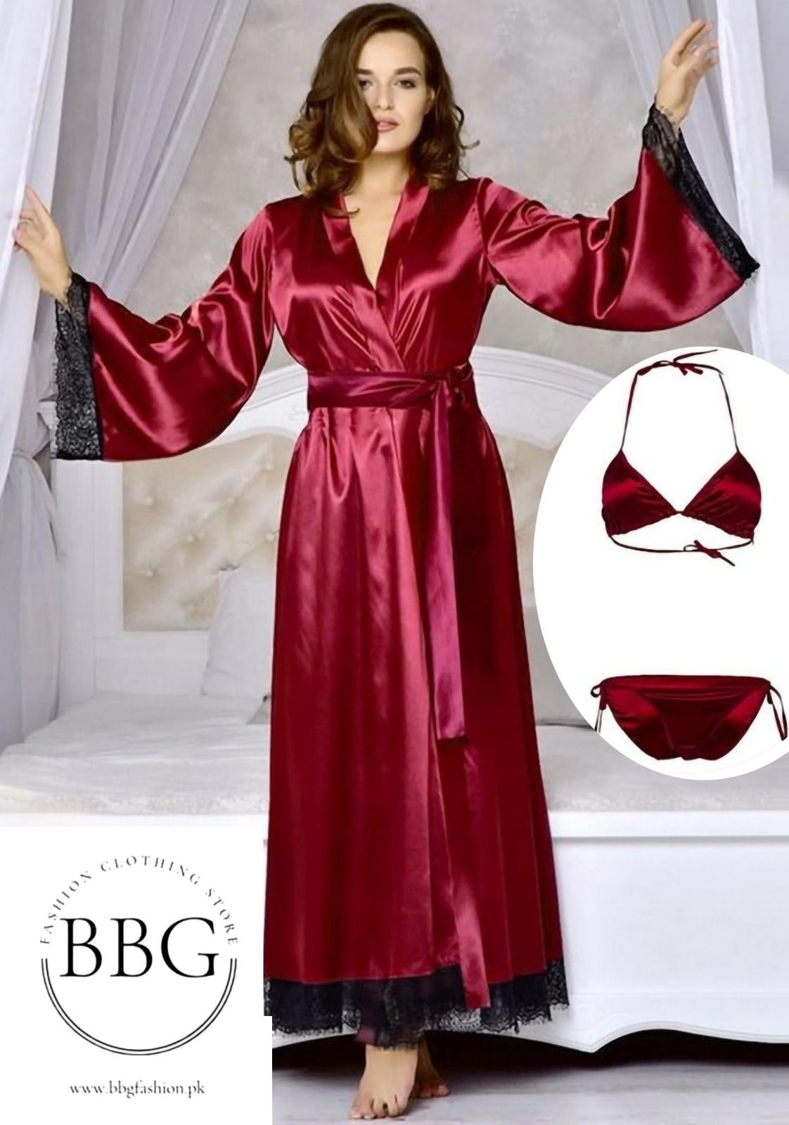 3 Piece Nightwear Gown+Bra+Panty - Oshi.pk - Buy & Sell Online