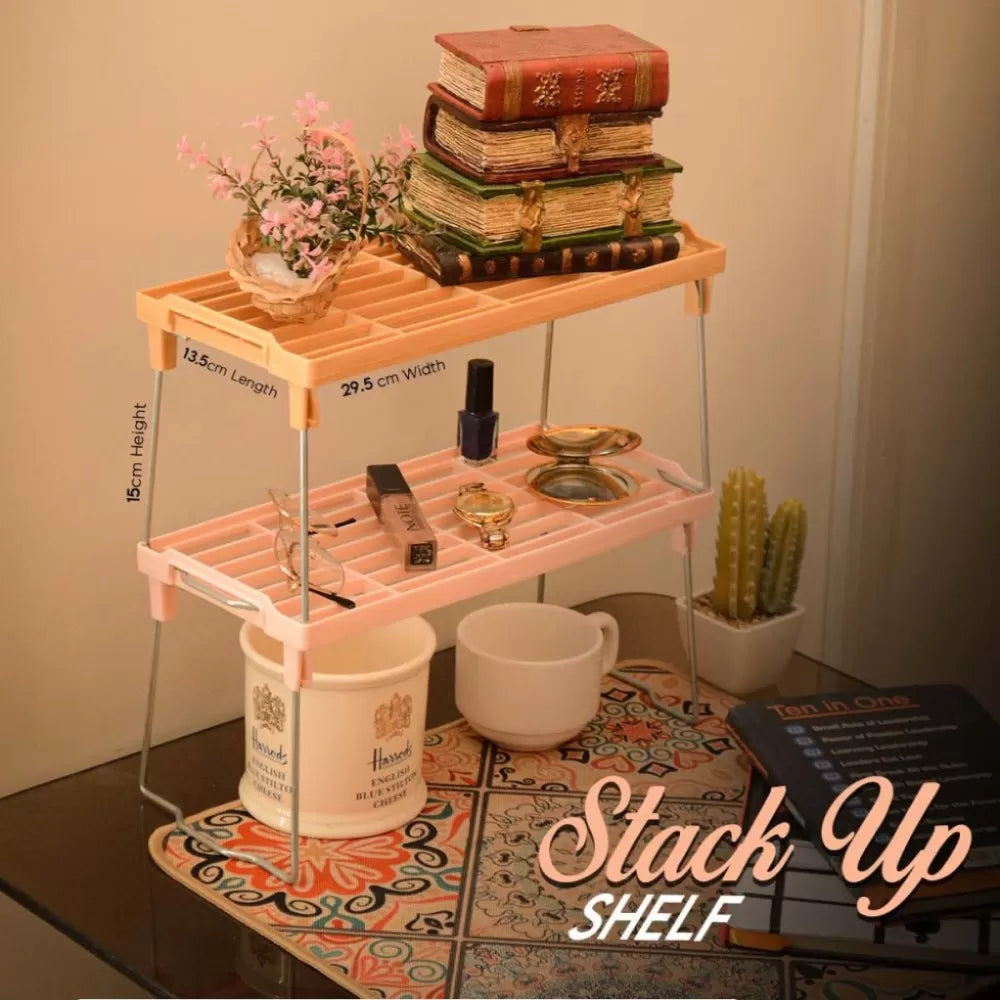 3 Stack Up Shelf with Steel Metal Leg, Folding Kitchen Organizer Cabinet Shelves Foldable Shelf Stand Jar Rack - Oshi.pk - Buy & Sell Online