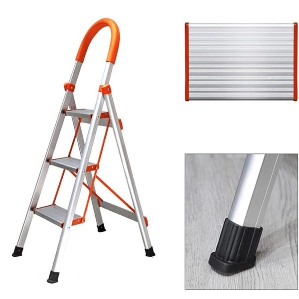 3 Step Aluminium Folding Ladder Stool Stepladders - Oshi.pk - Buy & Sell Online