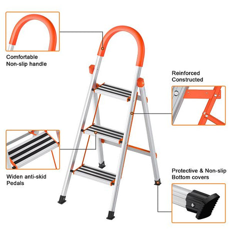 3 Step Aluminium Folding Ladder Stool Stepladders - Oshi.pk - Buy & Sell Online