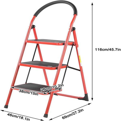 3 Step Iron Folding Ladder Stool Stepladders - Oshi.pk - Buy & Sell Online
