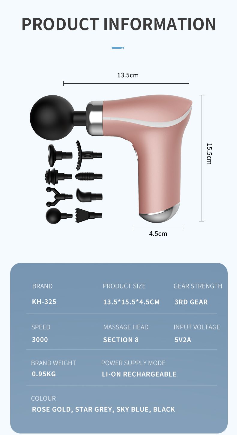 3000 Rpm Rechargeable Fascial Gun 3 Gears Electric Massager With 4 Massage Heads - Oshi.pk - Buy & Sell Online
