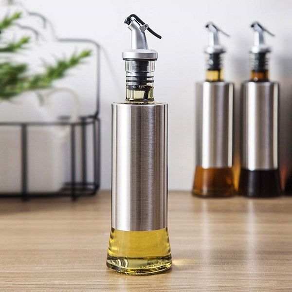 300ml Stainless Steel Olive Oil Dispenser Bottle Glass Cooking Oil & Vinegar - Oshi.pk - Buy & Sell Online