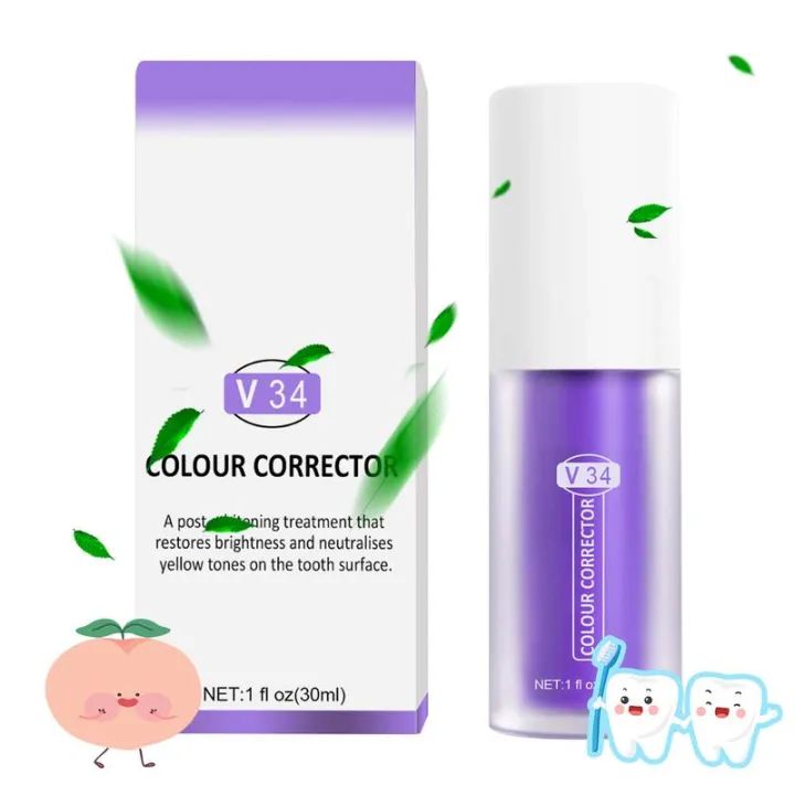 30ml V34 Purple Whitening Toothpaste Remove Stains Reduce Yellowing Care For Teeth Gums Fresh Breath Brightening Teeth - Oshi.pk - Buy & Sell Online