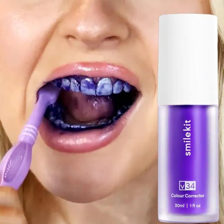 30ml V34 Purple Whitening Toothpaste Remove Stains Reduce Yellowing Care For Teeth Gums Fresh Breath Brightening Teeth - Oshi.pk - Buy & Sell Online
