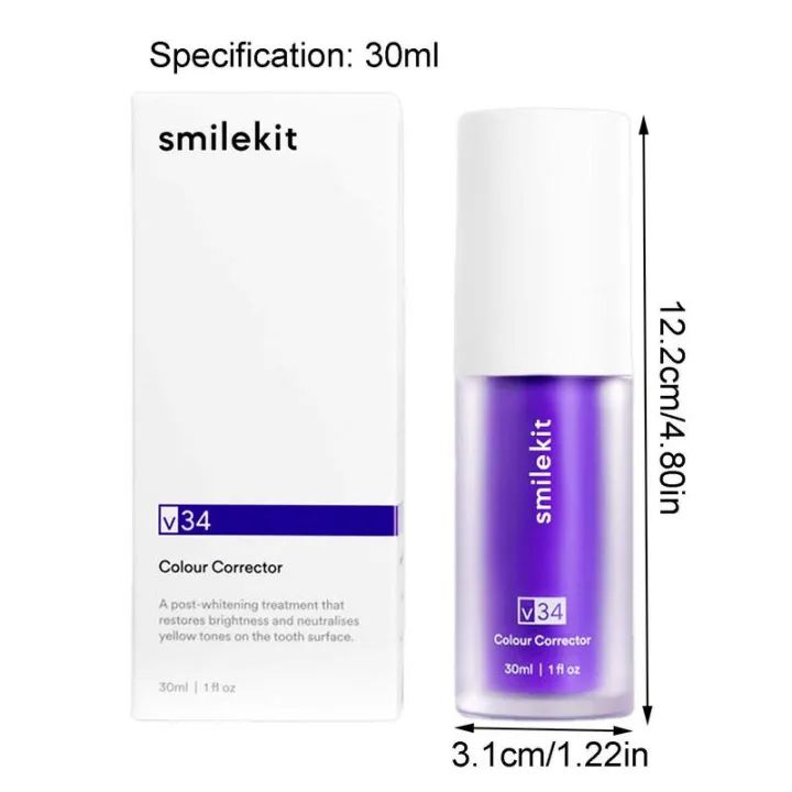 30ml V34 Purple Whitening Toothpaste Remove Stains Reduce Yellowing Care For Teeth Gums Fresh Breath Brightening Teeth - Oshi.pk - Buy & Sell Online