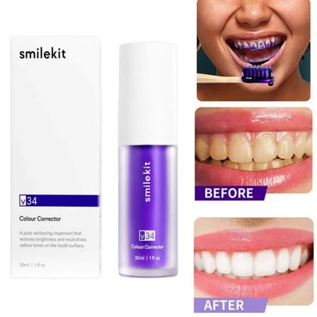 30ml V34 Purple Whitening Toothpaste Remove Stains Reduce Yellowing Care For Teeth Gums Fresh Breath Brightening Teeth - Oshi.pk - Buy & Sell Online