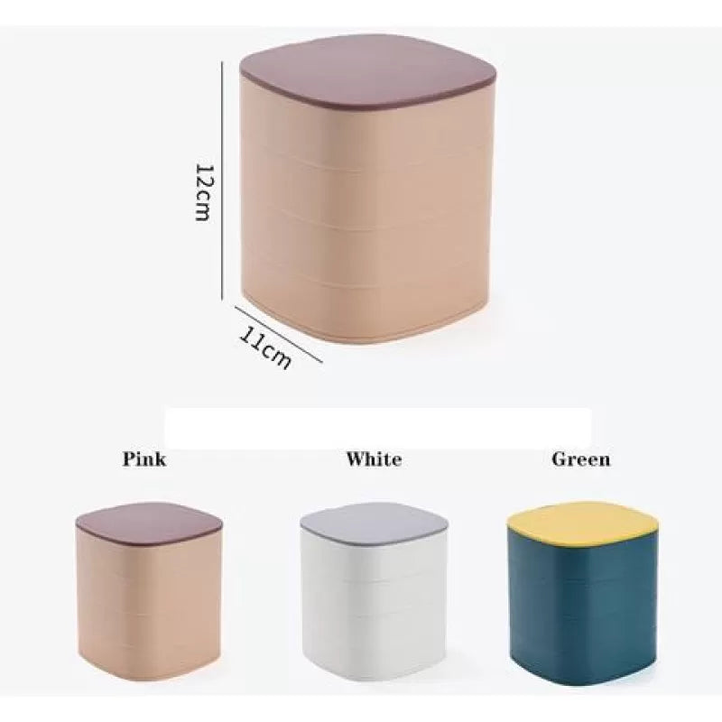 360 Rotating Jewelry Storage Box 4 Layers Portable Travel Jewellery Holder Jewelry Organizer Necklaces Bracelets Rings Earrings Holder with Mirror - Oshi.pk - Buy & Sell Online