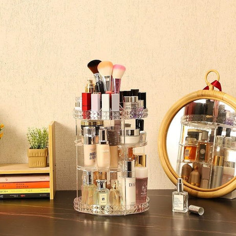 360 Rotating Makeup Organizer Clear Round Spinning Skincare - Oshi.pk - Buy & Sell Online
