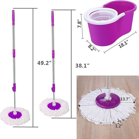 360° Microfiber Spin Mop with Bucket and Dual Mop Heads Telescoping Handle - Oshi.pk - Buy & Sell Online